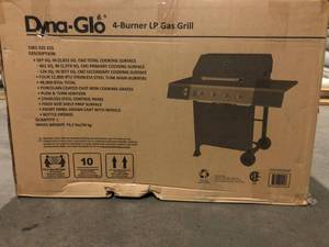 lot 803 image: Dyna-Glo Propane Grill 4-Burner Freestanding Grease Pan Stainless Steel Black NOT USED