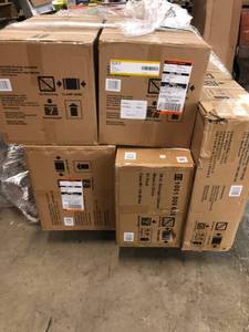 lot 815 image: Husky 108 in. W x 98 in. H x 24 in. D Steel Garage Cabinet Set in Black (6-Piece) Close NOT USED