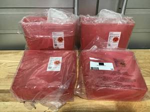 lot 39 image: LOT  of 4 Covidien SharpSafety containers - Regulated medical waste biohazard containers