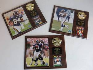 lot 34 image: 3 Wooden Minnesota Vikings NFL Plaques