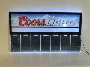 lot 49 image: Coors Light Light Up Days of the Week Sign