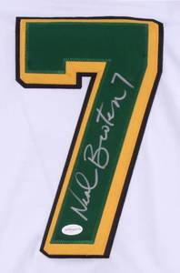 lot 27 image: Neal Broten Signed Minnesota North Stars Away Jersey (TSE COA & Photo)