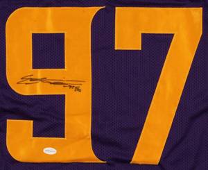 lot 9 image: Everson Griffen Signed Color Rush Jersey Inscribed BG (TSE COA)