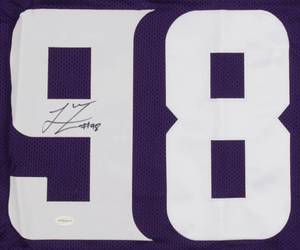 lot 11 image: Linval Joseph Signed Vikings Purple Jersey (TSE COA)