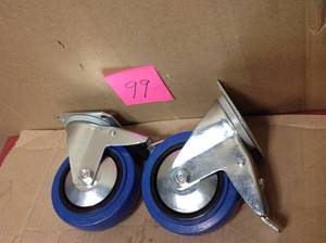 Lot of 2 Richelieu Hardware 5 in. Heavy-Duty Blue Elastic Rubber Swivel Caster in good condition