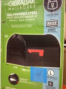 lot 4 image: Gibraltar Mailboxes Marshall Black Post Mount Large Locking Mailbox &nbspin good condition