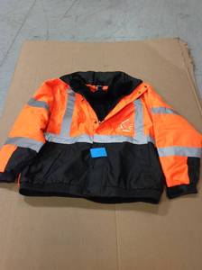 lot 10 image: Ergodyne Mens 3X-Large Orange High Visibility Reflective Bomber Jacket with Zip-Out Fleece not used