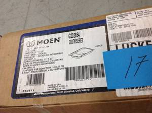 lot 17 image: MOEN 2000 Series Drop-in Stainless Steel 33 in. 4-Hole Double Bowl Kitchen Sink not used