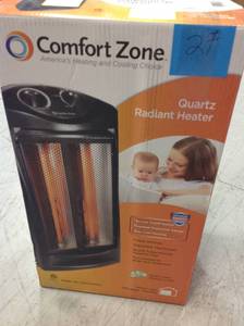 lot 27 image: Comfort Zone 1500-Watt Electric Quartz Infrared Radiant Tower Heater in good condition