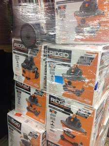 lot 101 image: Pallet of assorted Ridgid Wet Vacs assorted styles and conditions