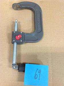 lot 69 image: Husky 4 in. Quick Adjustable C-Clamp with Rubber Handle not used