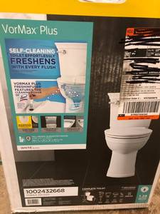 lot 113 image: American Standard Optum VorMax Complete Tall Height 2-piece 1.28 GPF Elongated Toilet in White with Slow Close Seat in good conditions