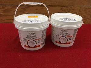 lot 17 image: Two Buckets Of Nutiva Refined Coconut Oil, Retail $29.78