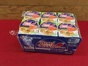 lot 19 image: 18 Pack Hot & Spicy Chicken Noodle Bowls, Retail $11.99