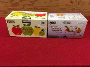 lot 33 image: Kirkland Signature Organic Apple Sauce Pouches & Kirkland Signature Organic Fruit & Vegetable Pouches, Retail $20.88