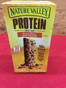 lot 44 image: Nature Valley Peanut Butter Dark Chocolate Protein Chewy Bars, Retail $11.95