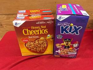 lot 55 image: Paw Patrol Berry Berry Kix & Honey Nut Cheerios, Retail $8.44