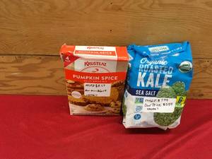 lot 83 image: Krusteaz Pumpkin Spice Quick Bread Mix & Organic Roasted Kale, Retail $16.68