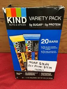 lot 104 image: Kind Bar Variety Pack, Retail $19.69