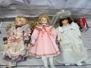 lot 10 image: 3 Vintage Antique Porcelain Dolls