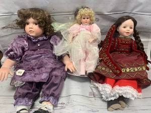 lot 19 image: Lot of 3 Antique Porcelain Dolls (one valued at $75)