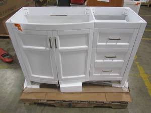 lot 107 image: allen  roth Moravia White Single Sink Vanity - Cabinet Only - 1142VA-48-201