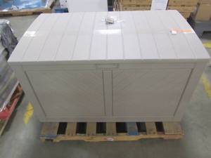 lot 111 image: Suncast 26.75-in L x 49.25-in 134-Gallon Brown Deck Box BMDB3425