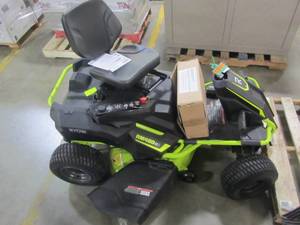 lot 115 image: Ryobi 38 in. 100 Ah Battery Electric Rear Engine Riding Lawn Mower RY48111