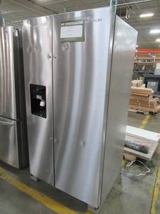 lot 201 image: Whirlpool 24.5-cu ft Side-by-Side Refrigerator with Ice Maker (Fingerprint Resistant Stainless Steel) WRS555SIHZ - In nice working condition.