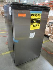 lot 203 image: Magic Chef 4.4 cu. ft. Mini Refrigerator with Freezerless Design in Stainless Steel - Dent on Back RH Bottom - In nice working condition.