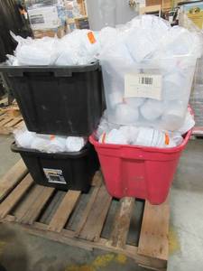 lot 256 image: BIG OL PALLET OF RENOWN STYROFOAM CUP STRAW-SLOT LIDS. Each Sleeve Contains 50 Lids.
