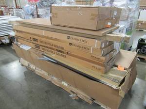 lot 266 image: MIXED PALLET OF MISCELLANEOUS UTILITY STORAGE ITEMS, DOORS AND MORE