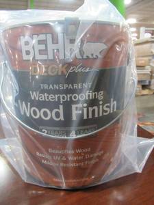 lot 283 image: Behr Premium 1 Gallon Cedar Naturaltone Transparent Waterproofing Exterior Wood Finish, 50101