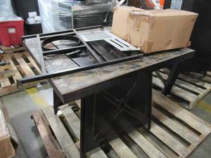 lot 287 image: Hampton Bay Crossridge 50,000 BTU Antique Bronze Finish Gas Fire Pit, G-FTB-51057B - Stripped Screws For Door and LP Base.