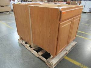 lot 296 image: (2) Diamond Now Portland Wheat Base Cabinets With Full Drawer and Adjustable Half Shelf