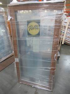 lot 299 image: Pella Architect Series 31 12 X 61 X 4 916 Wall Vinyl Casement Window in White.  Left Hand Open - No Screen