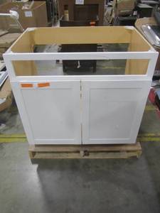 lot 188 image: Diamond NOW Arcadia 36-in W x 35-in H x 23.75-in D TrueColor White Sink Base Cabinet SB36