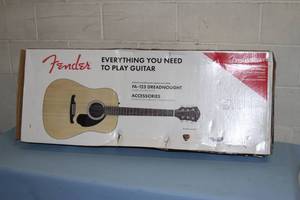 lot 25 image: Fender FA-125 Dreadnought Acoustic Guitar - Natural with Stand & More