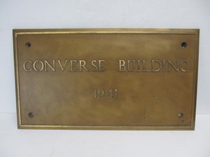 lot 68 image: Old Vintage CONVERSE BUILDING Solid Brass Building Sign