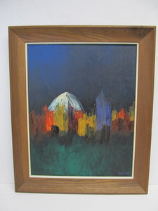 lot 71 image: 1960s Mid Century Oil on Panel Painting - Signed WNUK
