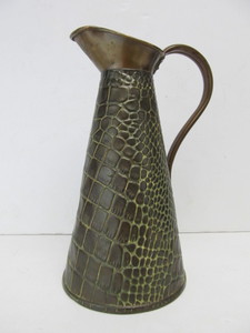 lot 21 image: Vintage Arts & Crafts Period Copper Crocodile Skin Pitcher by Joseph Sankey & Sons