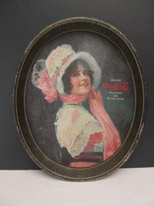 lot 29 image: Original Antique 1914 Coca Cola Advertising Tray - Betty Girl