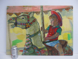 lot 78 image: Signed Vintage MAXINE McCAFFREY Oil on Canvas Illustration Painting