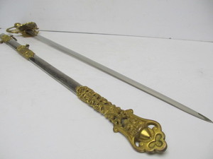lot 129 image: Original Antique Ornate PATRIARCHS MILITANT Fraternal Sword wScabbard