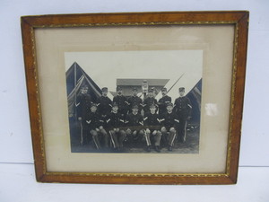 lot 157 image: Framed Original Spanish American War Group Photo - Company H. 2nd Infantry