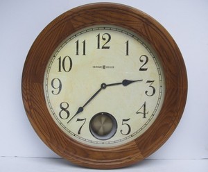 lot 144 image: Working Large HOWARD MILLER Wood Frame Round Wall Clock