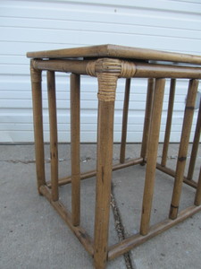 lot 181 image: Like-New Vintage Mid Century FICKS REED Rattan Side Table