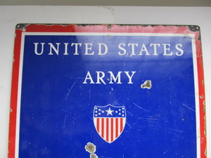 lot 8 image: Orig 1940s WW2 Era Double Sided Porcelain Army & Air Corps Recruiting Sign