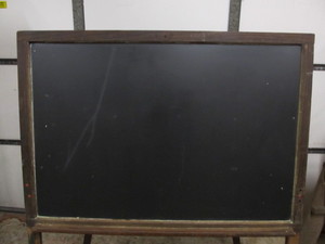 lot 193 image: Antique Schoolhouse Style Chalkboard w Oak Stand