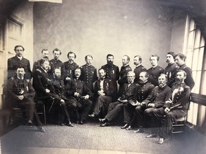 lot 12 image: Rare Civil War Albumen Photo - General Sherman & His Staff - Washington 1865